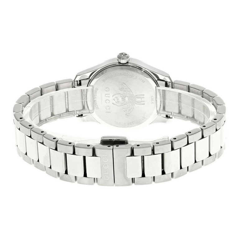 Shop Authentic Gucci G Timeless Quartz Diamonds Black Dial Silver Steel Strap Watch For Women - YA1265024 - Luxxuri