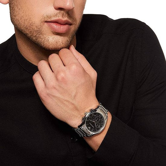  Shop Authentic Emporio Armani Valente Chronograph Quartz Black Dial Silver Steel Strap Watch For Men - AR11083 - Luxxuri