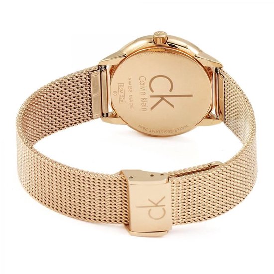  Shop Authentic Calvin Klein Minimal White Dial Rose Gold Mesh Bracelet Watch for Women - K3M22626 - Luxxuri