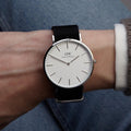  Shop Authentic Daniel Wellington Classic Cornwall White Dial Black Nylon Strap Watch For Men - DW00100258 - Luxxuri