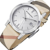  Shop Authentic Burberry The City Nova Silver Dial White Leather Strap Watch for Women - BU9022 - Luxxuri
