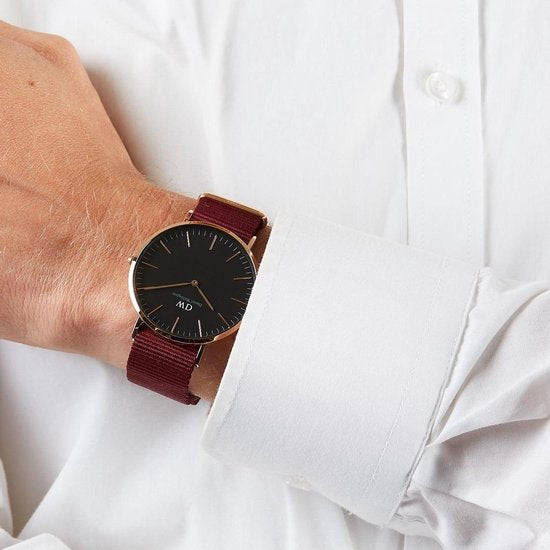  Shop Authentic Daniel Wellington Classic Roselyn Black Dial Maroon Nylon Strap Watch For Women - DW00100269 - Luxxuri