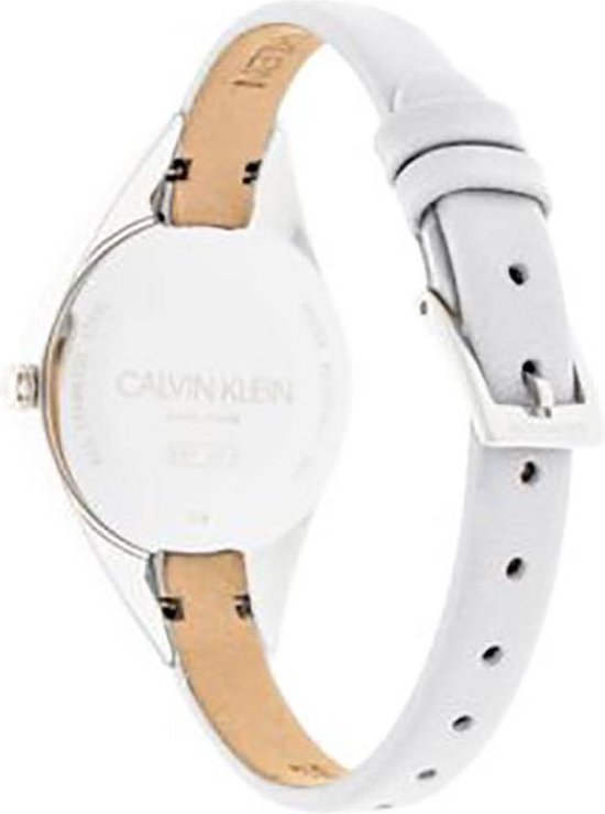  Shop Authentic Calvin Klein Rebel White Dial White Leather Strap Watch for Women - K8P231L6 - Luxxuri