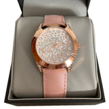  Shop Authentic Guess Wonderlust Beige Dial Pink Leather Strap Watch for Women - W1065L1 - Luxxuri