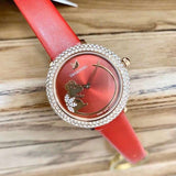  Shop Authentic Swarovski Crystal Frost Red Dial Red Leather Strap Watch for Women - 5519226 - Luxxuri