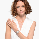  Shop Authentic Swarovski Crystalline Aura Silver Dial Beige Leather Strap Watch for Women - 5519450 - Luxxuri