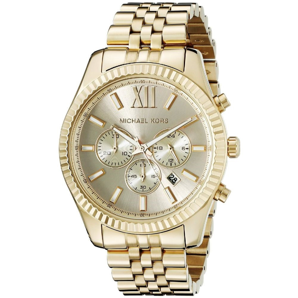  Shop Authentic Michael Kors Lexington Gold Dial Gold Steel Strap Watch for Men - MK8281 - Luxxuri