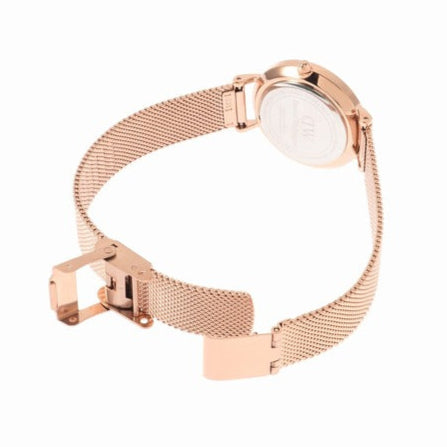  Shop Authentic Daniel Wellington Petite Melrose Pink Dial Rose Gold Mesh Strap Watch For Women - DW00100368 - Luxxuri