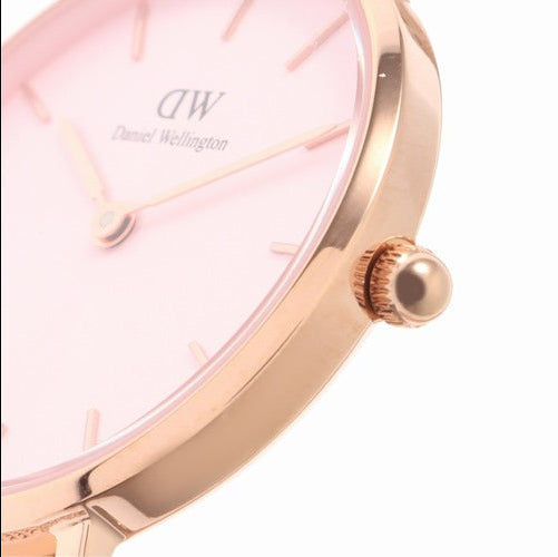  Shop Authentic Daniel Wellington Petite Melrose Pink Dial Rose Gold Mesh Strap Watch For Women - DW00100368 - Luxxuri