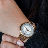  Shop Authentic Swarovski Crystalline Chic Analog Silver Dial Rose Gold Steel Strap Watch for Women - 5544590 - Luxxuri