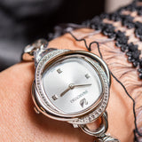  Shop Authentic Swarovski Crystal Flower Silver Dial Silver Steel Strap Watch for Women - 5547622 - Luxxuri