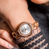  Shop Authentic Swarovski Crystal Flower Silver Dial Rose Gold Steel Strap Watch for Women - 5547626 - Luxxuri