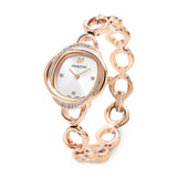  Shop Authentic Swarovski Crystal Flower Silver Dial Rose Gold Steel Strap Watch for Women - 5547626 - Luxxuri