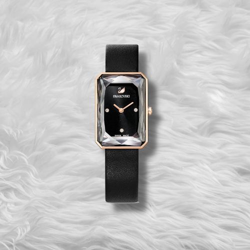  Shop Authentic Swarovski Uptown Black Dial Black Leather Strap Watch for Women - 5547710 - Luxxuri