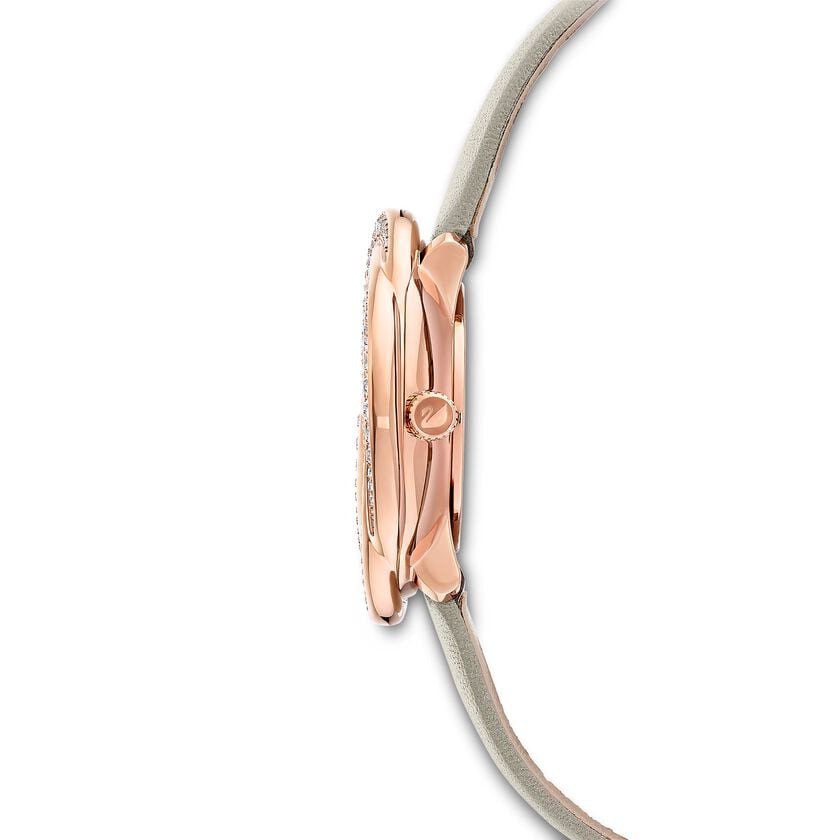  Shop Authentic Swarovski Crystal Flower Grey Dial Grey Leather Strap Watch for for Women - 5552424 - Luxxuri