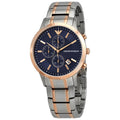  Shop Authentic Emporio Armani Renato Chronograph Blue Dial Two Tone Steel Strap Watch For Men - AR80025 - Luxxuri