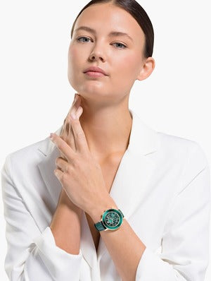  Shop Authentic Swarovski Octea Lux Chrono Emerald Green Dial Green Leather Strap Watch for Women - 5452498 - Luxxuri