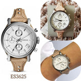  Shop Authentic Fossil Boyfriend Chronograph White Dial Brown Leather Strap Watch for Women - ES3625 - Luxxuri