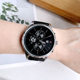  Shop Authentic Tommy Hilfiger Weston Chronograph Black Dial Black Leather Strap Watch For Men - 1710502 - Luxxuri