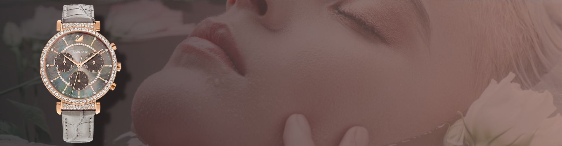  Shop Authentic Swarovski Passage Chrono Grey Dial Grey Leather Strap Watch for Women - 5580348 - Luxxuri