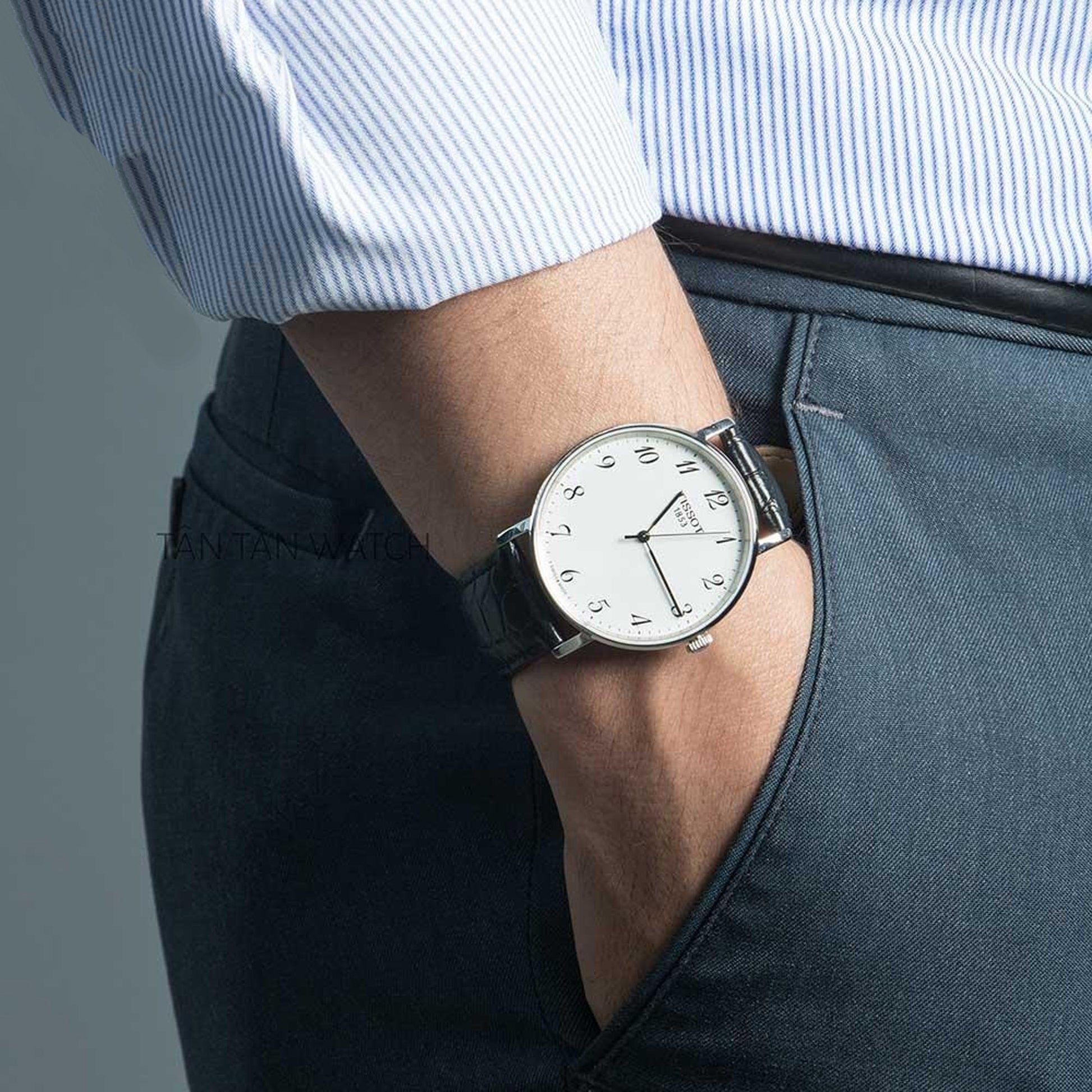  Shop Authentic Tissot Everytime Desire Medium White Dial Black Leather Strap Watch For Men - T109.410.16.032.00 - Luxxuri