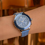  Shop Authentic Swarovski Octea Lux Chrono Blue Dial Blue Leather Strap Watch for Women - 5580600 - Luxxuri