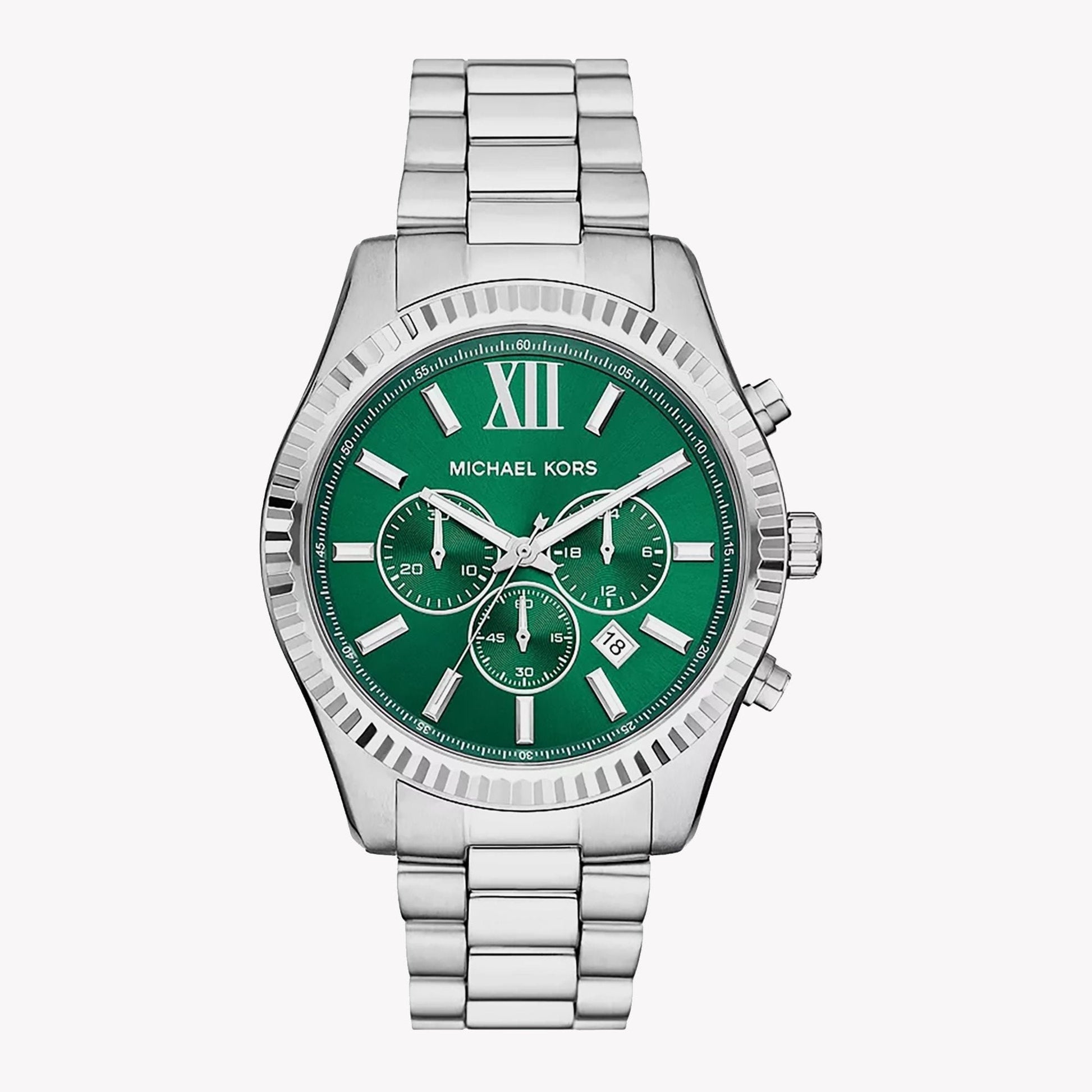  Shop Authentic Michael Kors Lexington Chronograph Green Dial Silver Steel Strap Watch for Women - MK9152 - Luxxuri