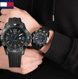  Shop Authentic Tommy Hilfiger Sport Multifunction Black Dial Black Rubber Strap Watch for Men - 1790983 - Luxxuri