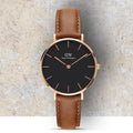  Shop Authentic Daniel Wellington Classic Petite Durham Black Dial Brown Leather Strap Watch For Women - DW00100166 - Luxxuri