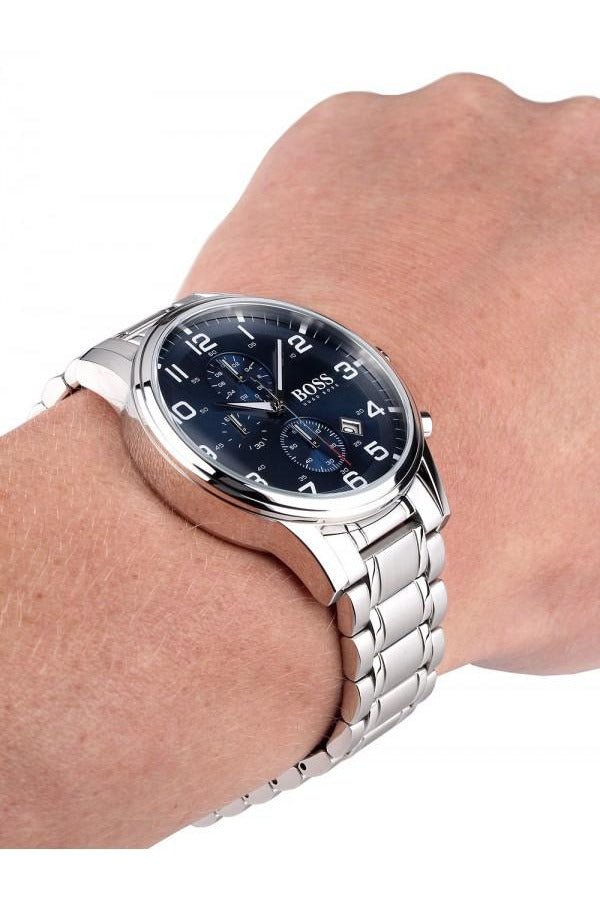  Shop Authentic Hugo Boss Aeroliner Blue Dial Silver Steel Strap Watch for Men - 1513183 - Luxxuri