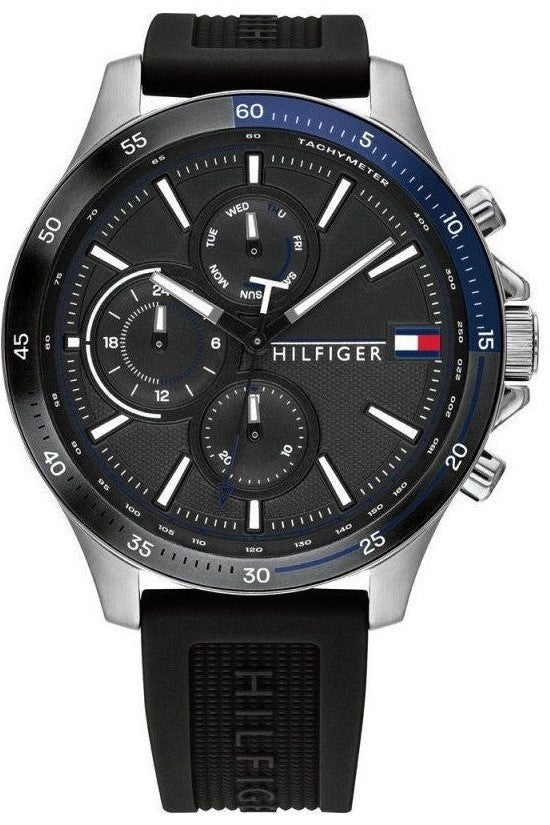  Shop Authentic Tommy Hilfiger Bank Quartz Black Dial Black Rubber Strap Watch for Men - 1791724 - Luxxuri