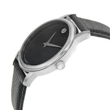  Shop Authentic Movado Museum Black Dial Black Leather Strap Watch For Men - 2100002 - Luxxuri