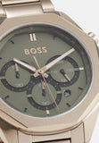  Shop Authentic Hugo Boss Classic Chronograph Green Dial Beige Gold Steel Strap Watch For Men - 1514019 - Luxxuri