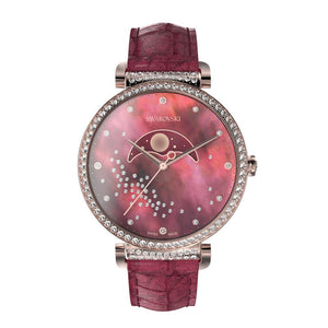  Shop Authentic Swarovski Passage Moon Phase Red Dial Red Leather Strap Watch for Women - 5613323 - Luxxuri