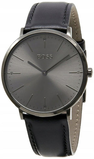  Shop Authentic Hugo Boss Modern Grey Dial Black Leather Strap Watch for Men - 1513540 - Luxxuri
