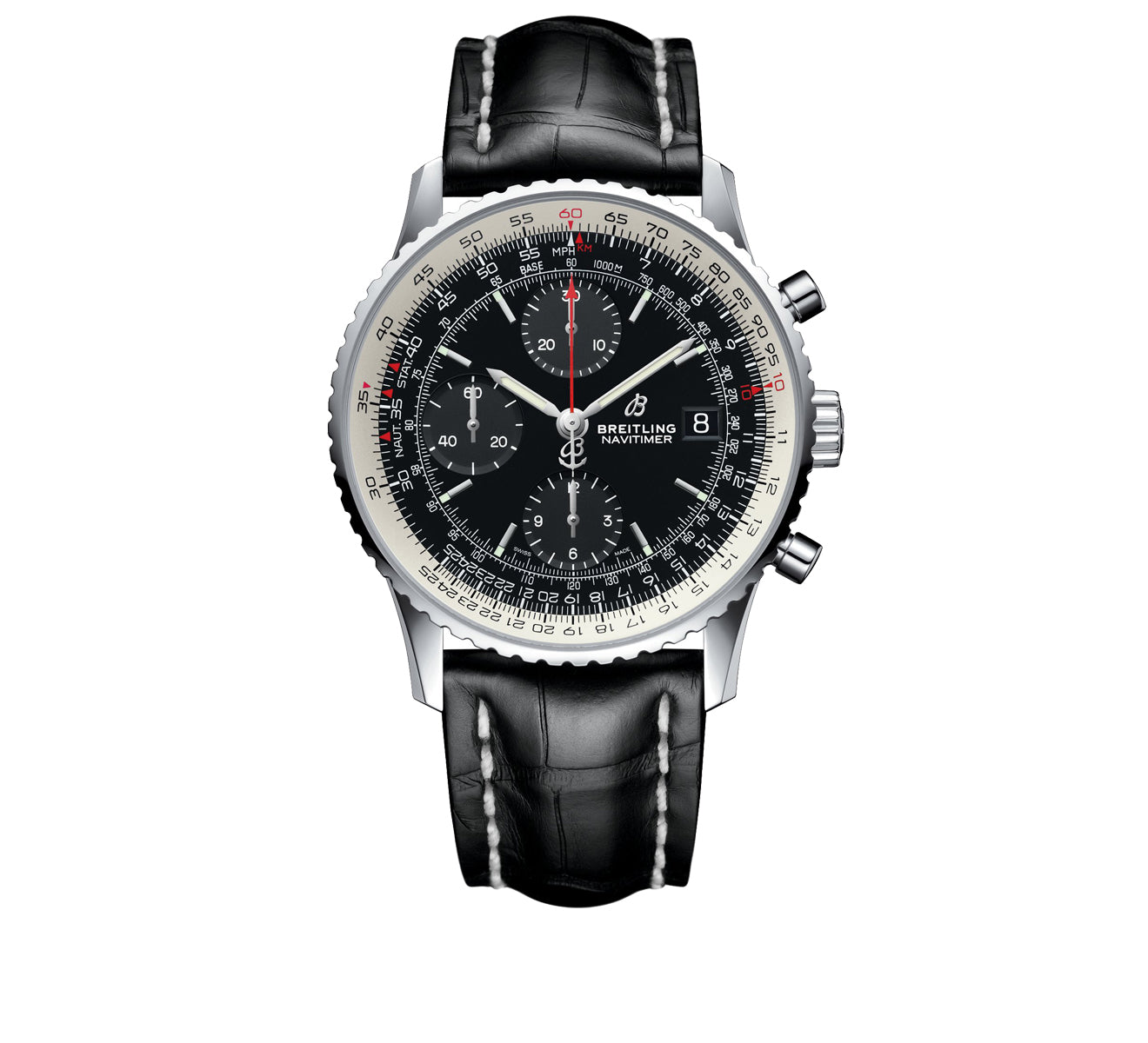  Shop Authentic Breitling Navitimer 1 Chronograph 41mm Automatic Black Dial Black Leather Strap Mens Watch - A13324121B1P1 - Luxxuri