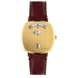  Shop Authentic Gucci Grip Quartz Yellow Gold Dial Maroon Leather Strap Watch For Women - YA157405 - Luxxuri
