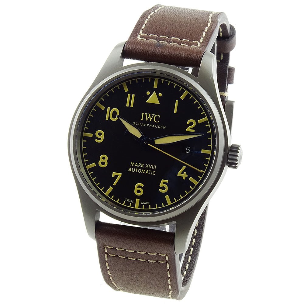  Shop Authentic IWC Pilot's Watch Mark XVIII 40mm Black Dial Brown Leather Strap Watch for Men - IW327006 - Luxxuri