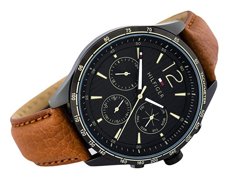  Shop Authentic Tommy Hilfiger Gavin Chronograph Quartz Black Dial Brown Leather Strap Watch for Men - 1791470 - Luxxuri