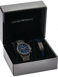  Shop Authentic Emporio Armani Mario Chronograph Blue Dial Grey Steel Strap Watch For Men - AR80045 - Luxxuri