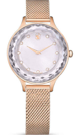  Shop Authentic Swarovski Octea Nova Silver Dial Rose Gold Mesh Strap Watch for Women - 5650011 - Luxxuri