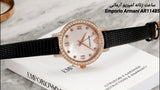  Shop Authentic Emporio Armani Cleo Three-Hand Mother of Pearl Dial Black Leather Strap Watch For Women - AR11485 - Luxxuri