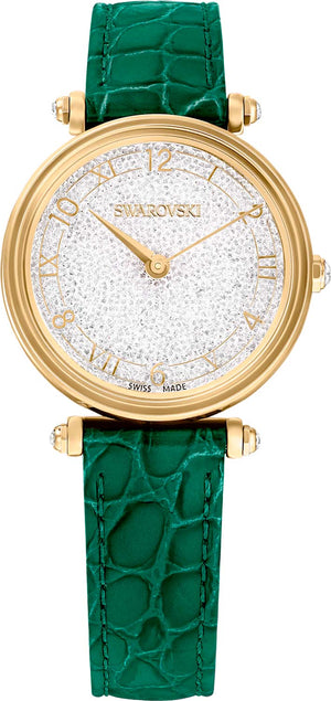  Shop Authentic Swarovski Crystalline Wonder Silver Dial Green Leather Strap Watch for Women - 5656893 - Luxxuri