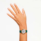  Shop Authentic Swarovski Crystalline Wonder Silver Dial Green Leather Strap Watch for Women - 5656893 - Luxxuri