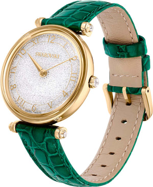  Shop Authentic Swarovski Crystalline Wonder Silver Dial Green Leather Strap Watch for Women - 5656893 - Luxxuri