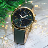  Shop Authentic Fossil Townsman Chronograph Green Dial Green Leather Strap Watch for Men - FS5599 - Luxxuri