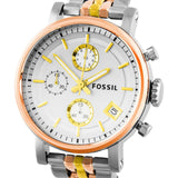  Shop Authentic Fossil Boyfriend Chronograph White Dial Two Tone Steel Strap Watch for Women - ES3840 - Luxxuri
