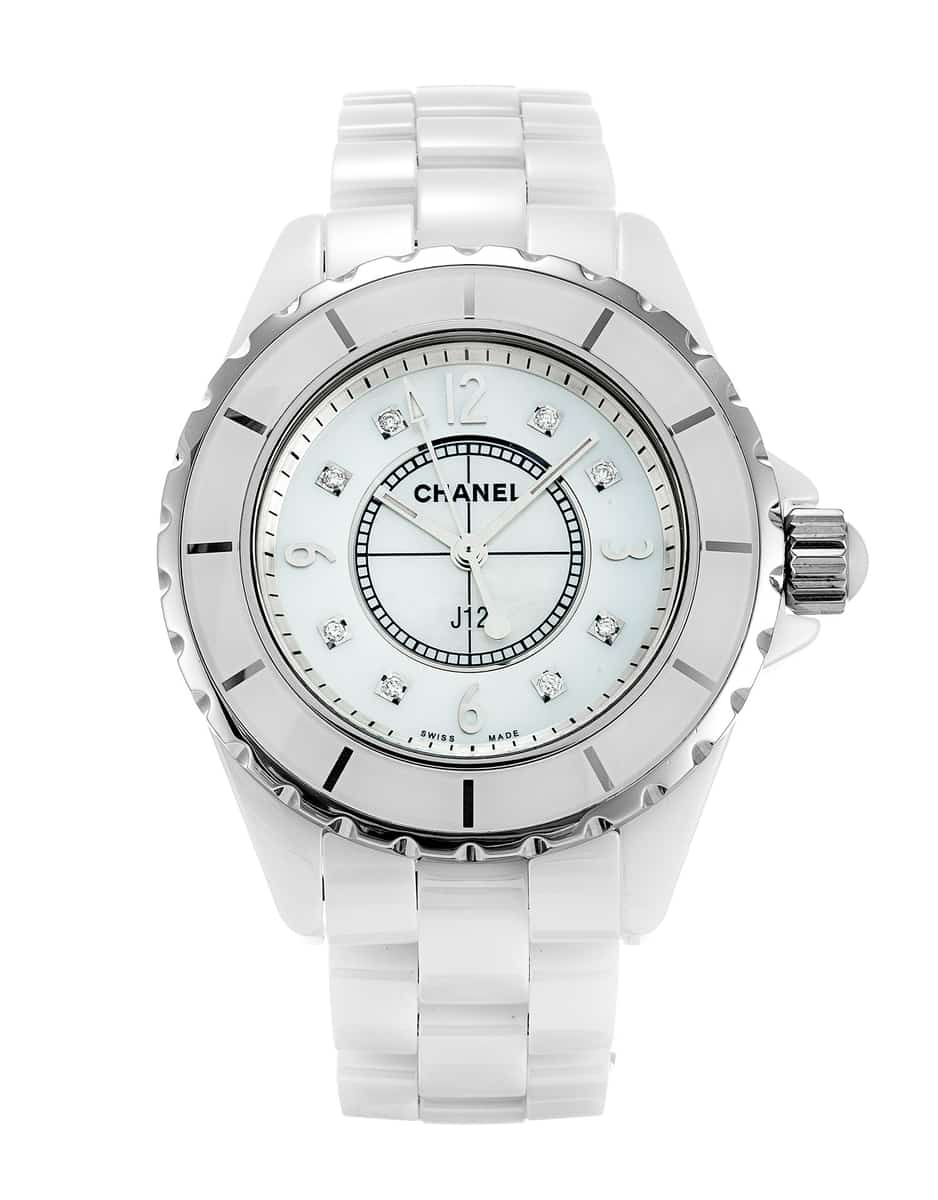 Shop Authentic Chanel J12 Diamonds Quartz Ceramic White Dial White Steel Strap Watch for Women - J12 H2422 - Luxxuri