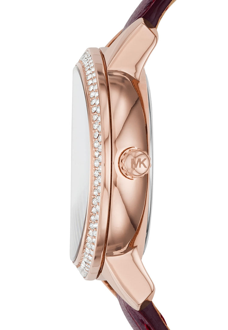  Shop Authentic Michael Kors Whitley Quartz Burgundy Dial Burgundy Leather Strap Watch For Women - MK2430 - Luxxuri