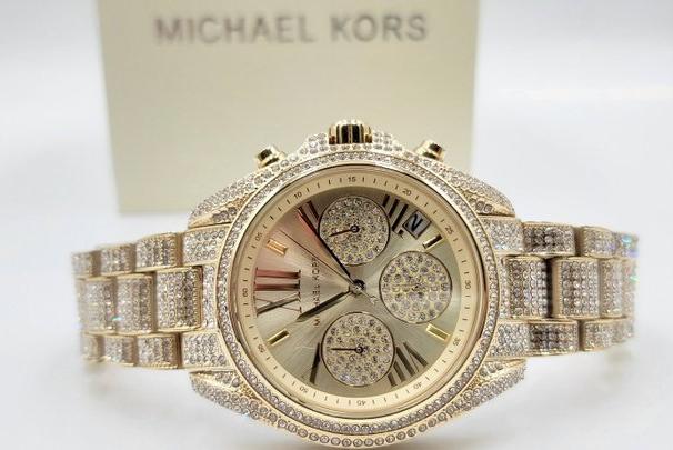  Shop Authentic Michael Kors Mini Bradshaw Crystals Gold Dial Gold Steel Strap Watch For Women - MK6494 - Luxxuri